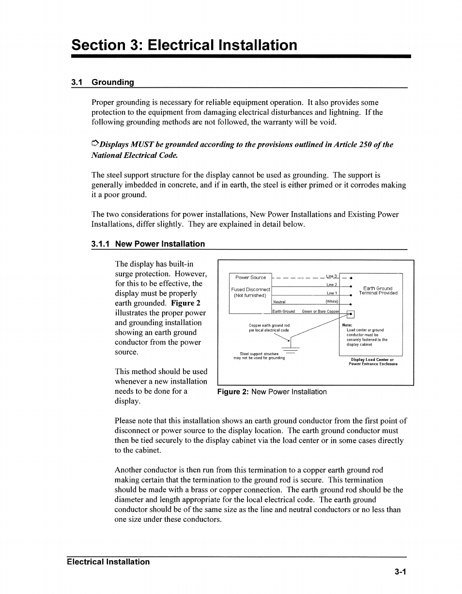 Section 3: electrical installation | Daktronics AB-1500-1.5,2.5 User Manual | Page 16 / 85