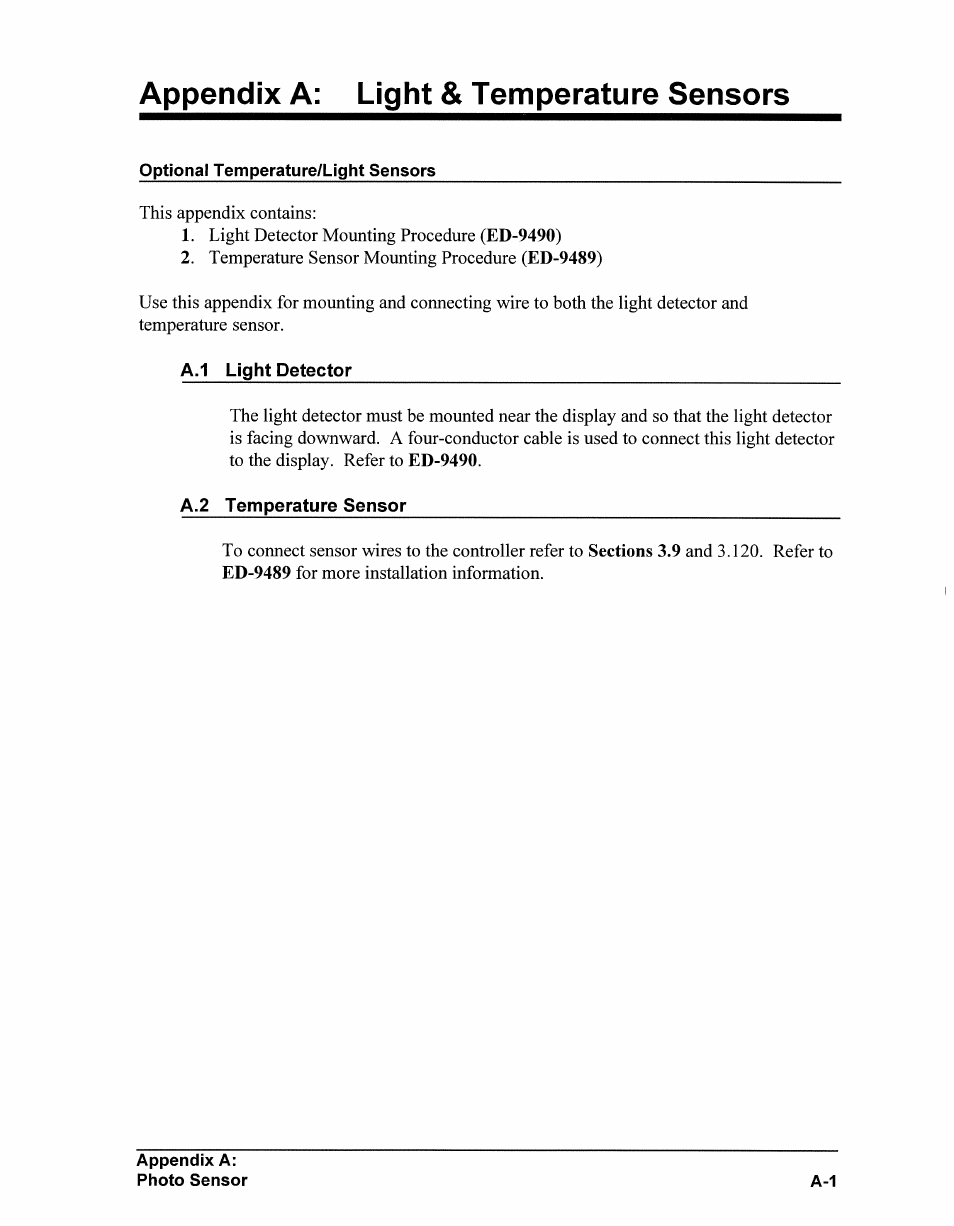 Appendix a: light & temperature sensors | Daktronics AB-1500-1.5,2.5 User Manual | Page 62 / 85