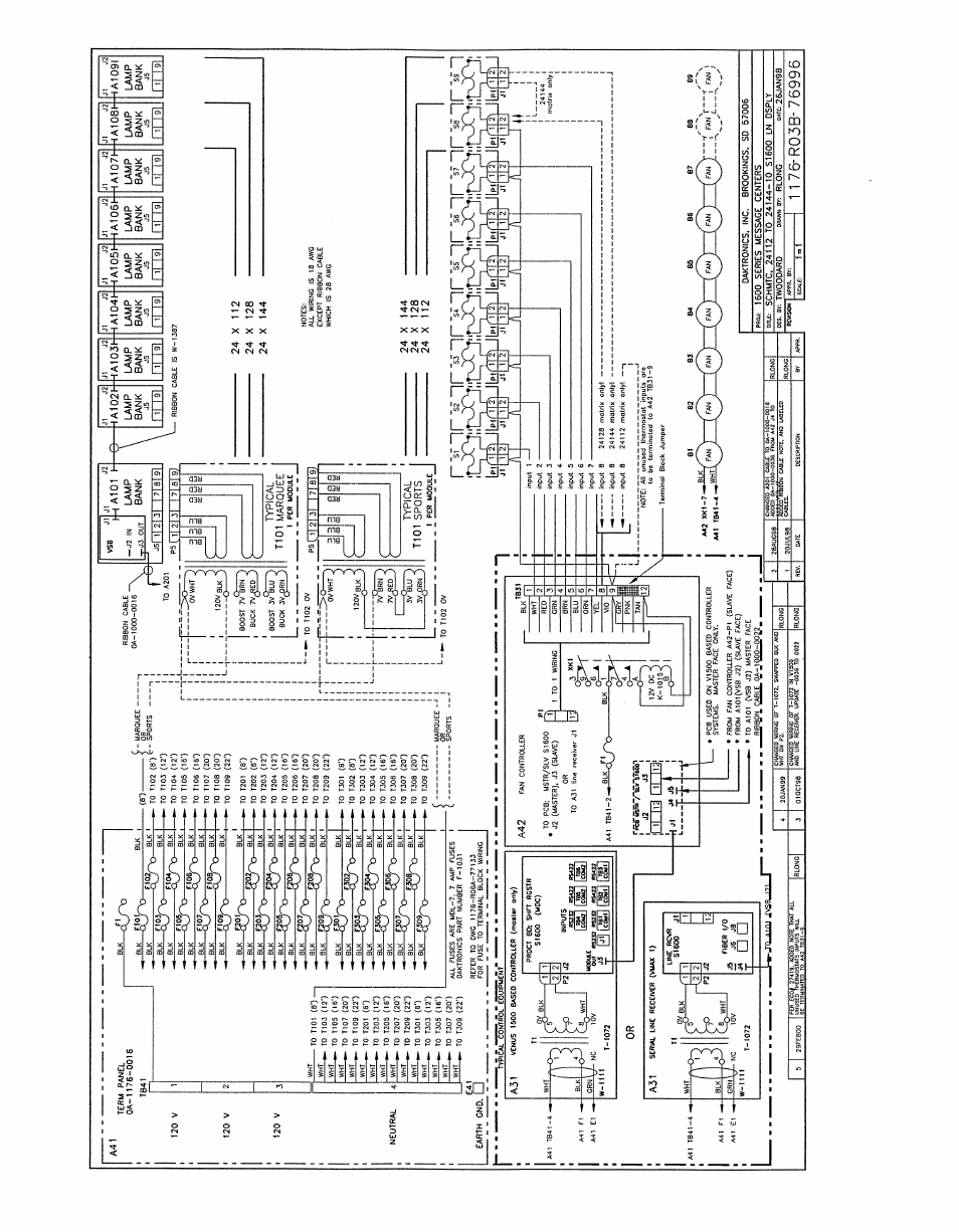 Drawing b-76996 | Daktronics AB-1600-1.5,2.5 User Manual | Page 101 / 105