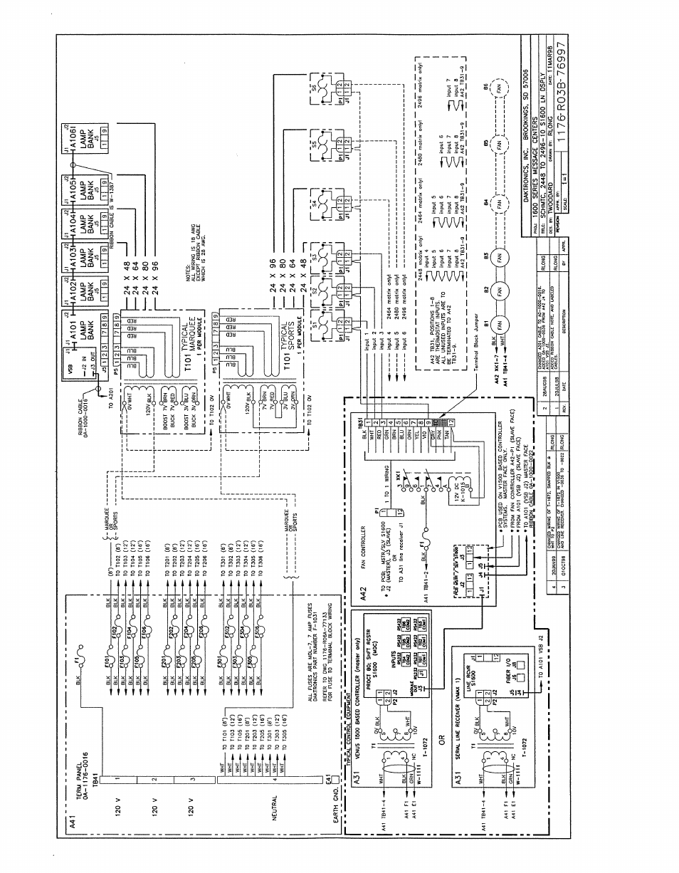 Drawing b-76997 | Daktronics AB-1600-1.5,2.5 User Manual | Page 102 / 105