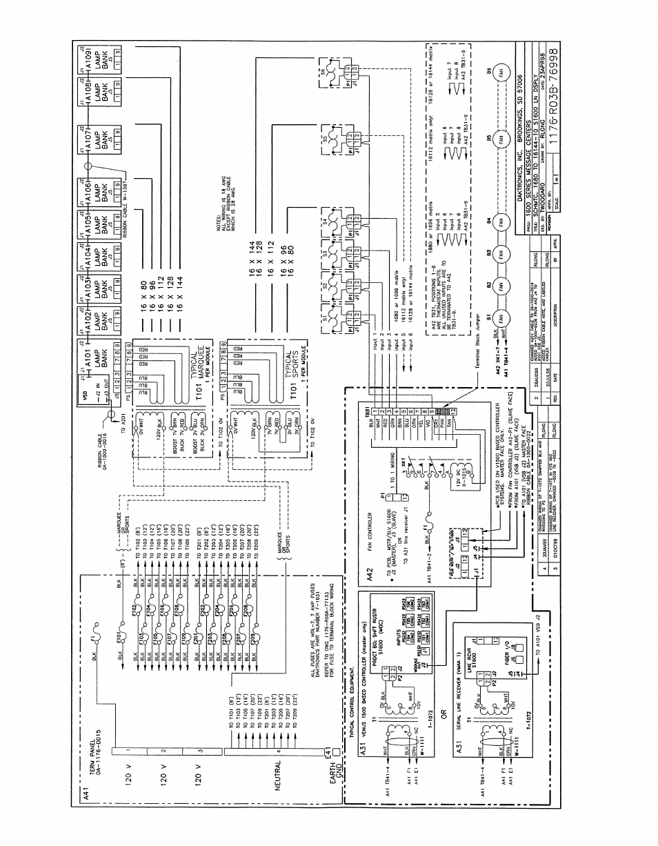 Drawing b-76998 | Daktronics AB-1600-1.5,2.5 User Manual | Page 103 / 105