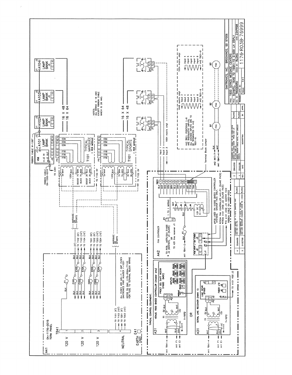 Drawing b-76999 | Daktronics AB-1600-1.5,2.5 User Manual | Page 104 / 105