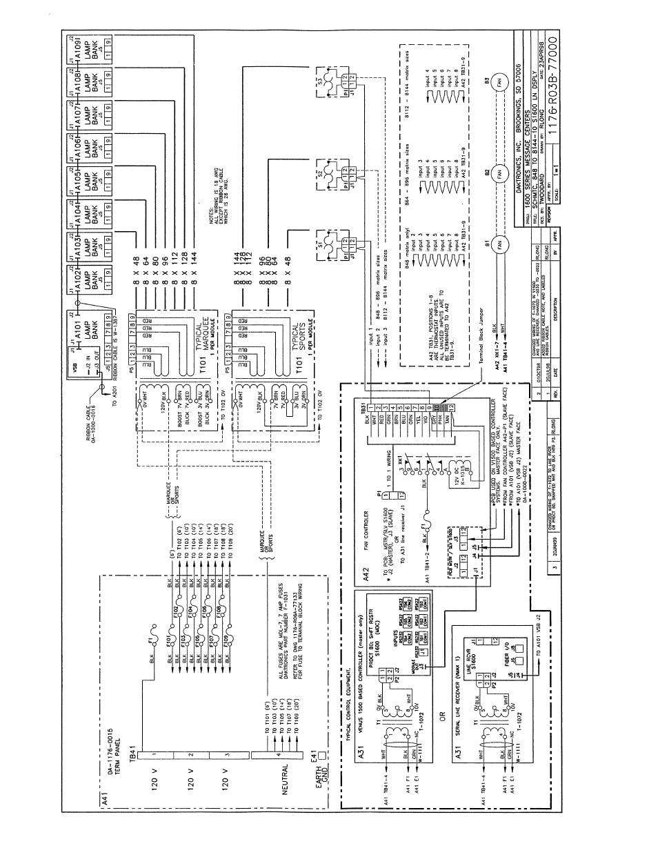 Drawing b-77000 | Daktronics AB-1600-1.5,2.5 User Manual | Page 105 / 105