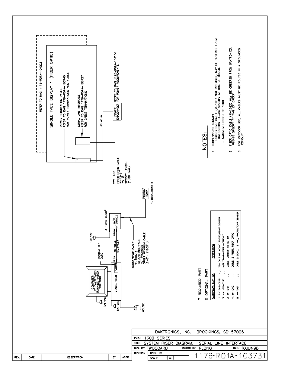 Drawing a-103731 | Daktronics AB-1600-1.5,2.5 User Manual | Page 38 / 105