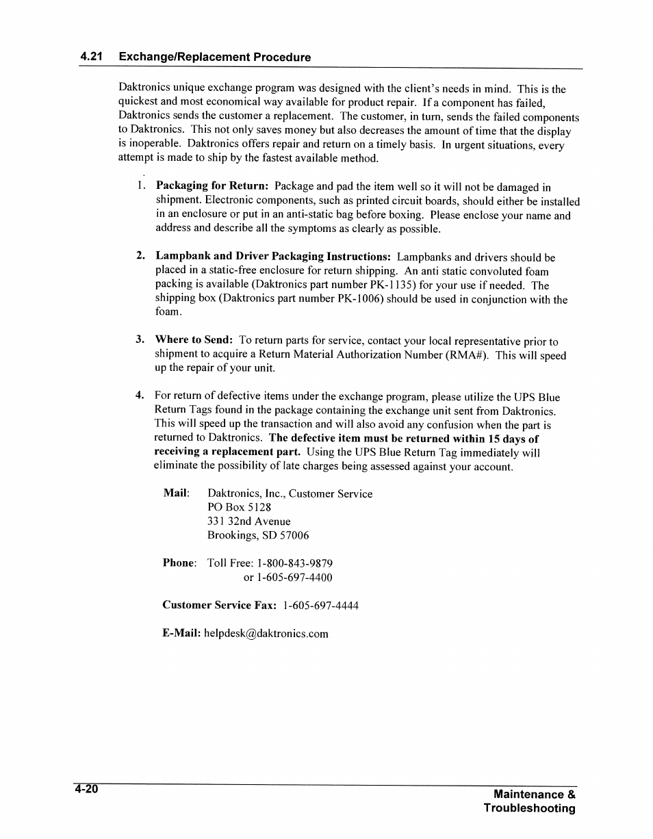 Daktronics AB-1600-1.5,2.5 User Manual | Page 60 / 105