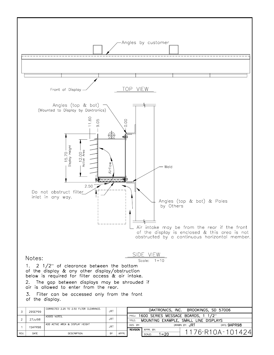 Drawing a-101424 | Daktronics AB-1600-1.5,2.5 User Manual | Page 77 / 131