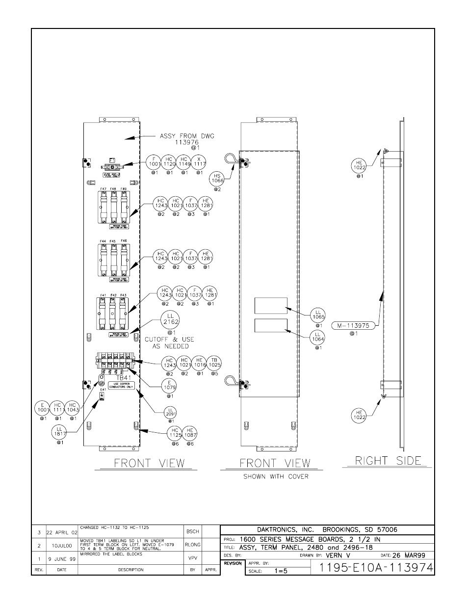 Drawing a-113974 | Daktronics AB-1600-1.5,2.5 User Manual | Page 83 / 131