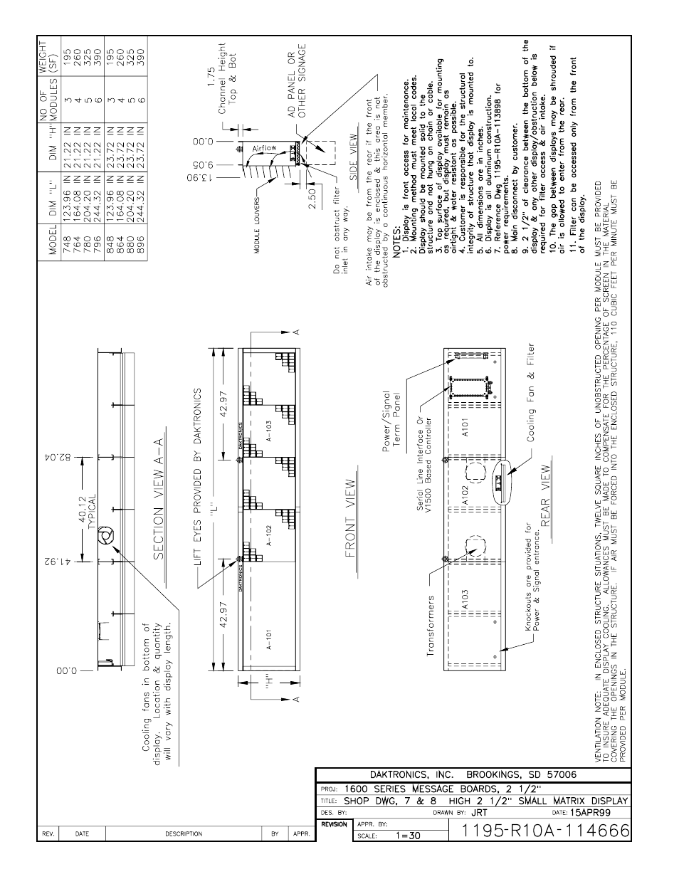 Drawing a-114666 | Daktronics AB-1600-1.5,2.5 User Manual | Page 84 / 131