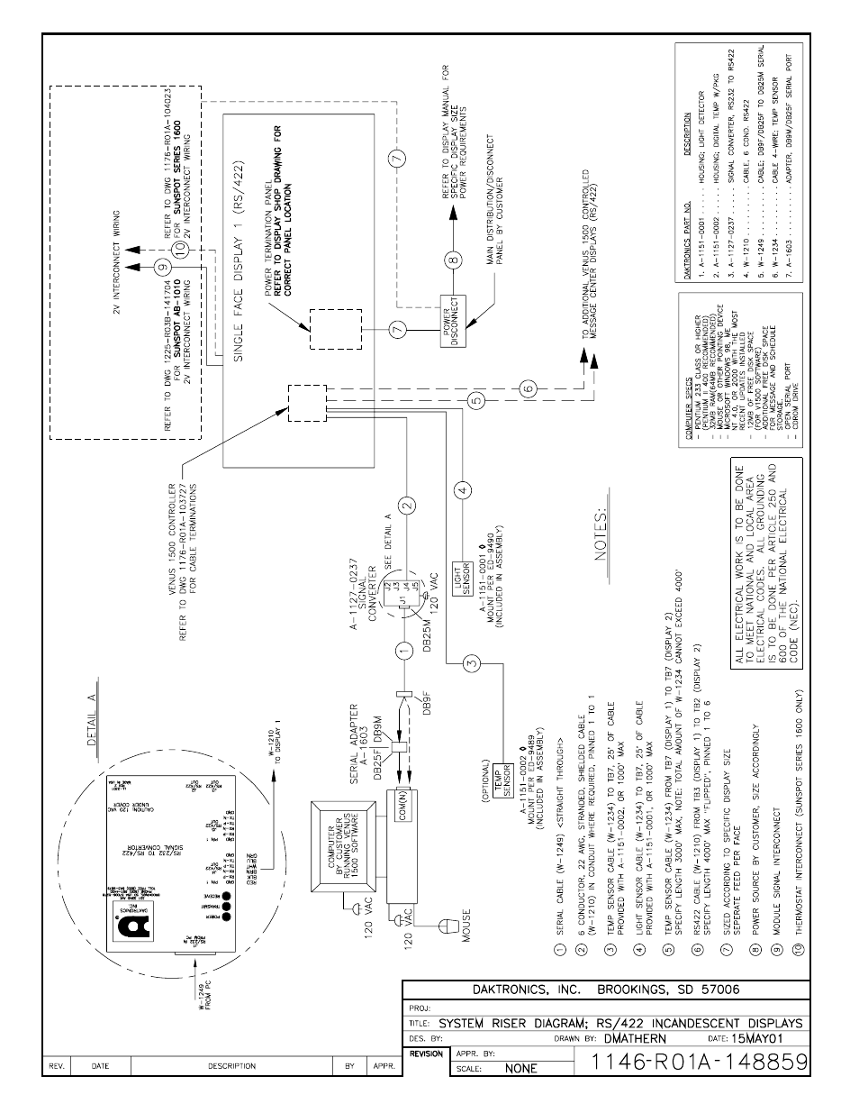 Drawing a-148859 | Daktronics AB-1600-1.5,2.5 User Manual | Page 90 / 131