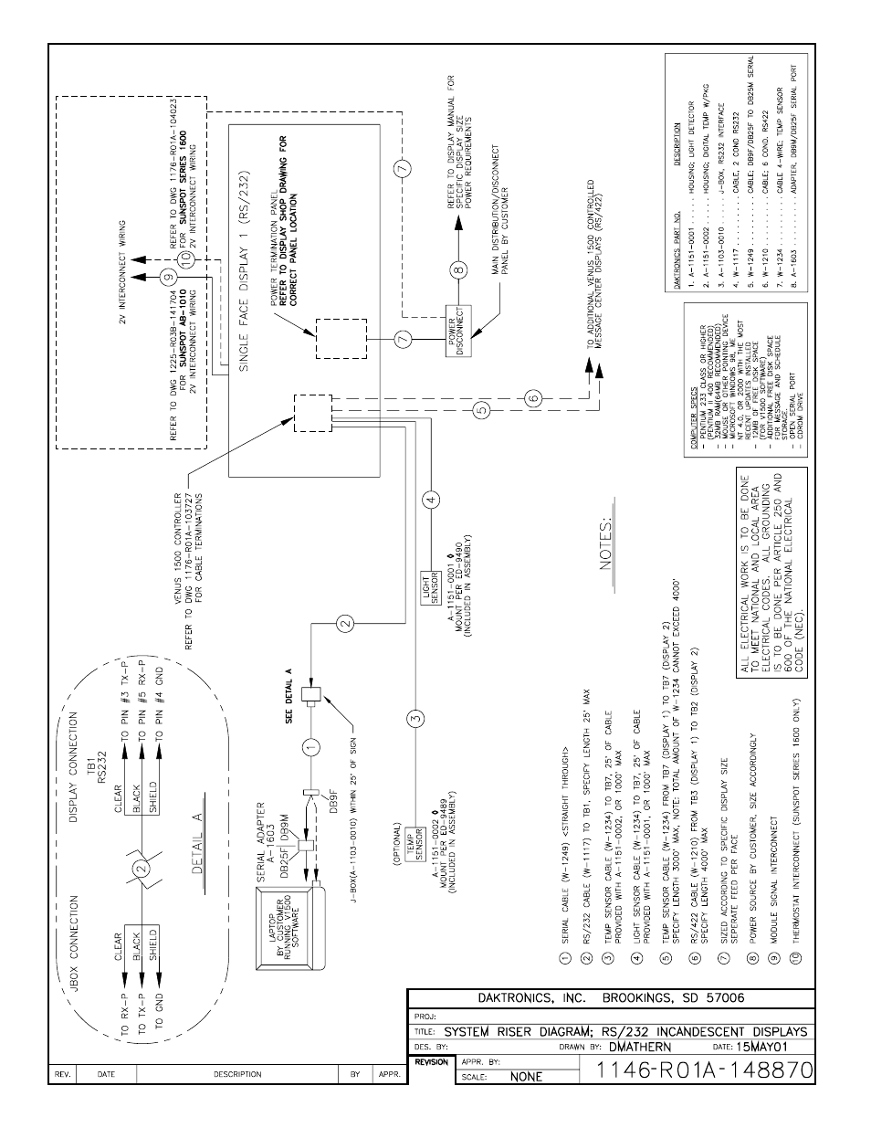 Drawing a-148870 | Daktronics AB-1600-1.5,2.5 User Manual | Page 91 / 131