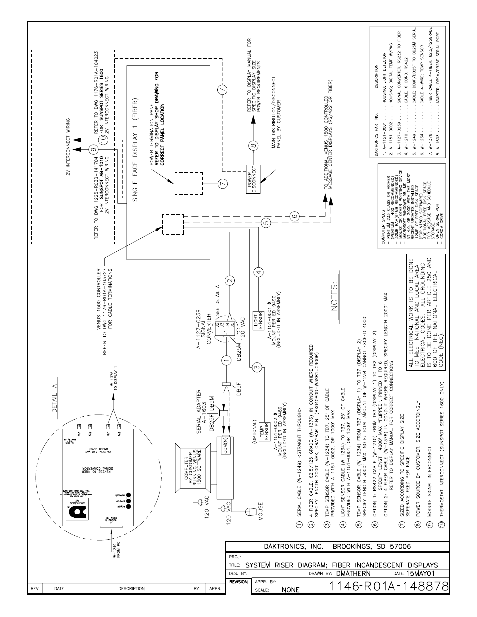 Drawing a-148878 | Daktronics AB-1600-1.5,2.5 User Manual | Page 93 / 131