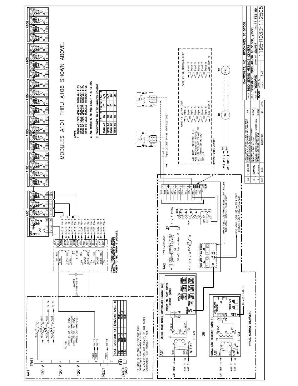 Drawing b-112505 | Daktronics AB-1600-1.5,2.5 User Manual | Page 97 / 131