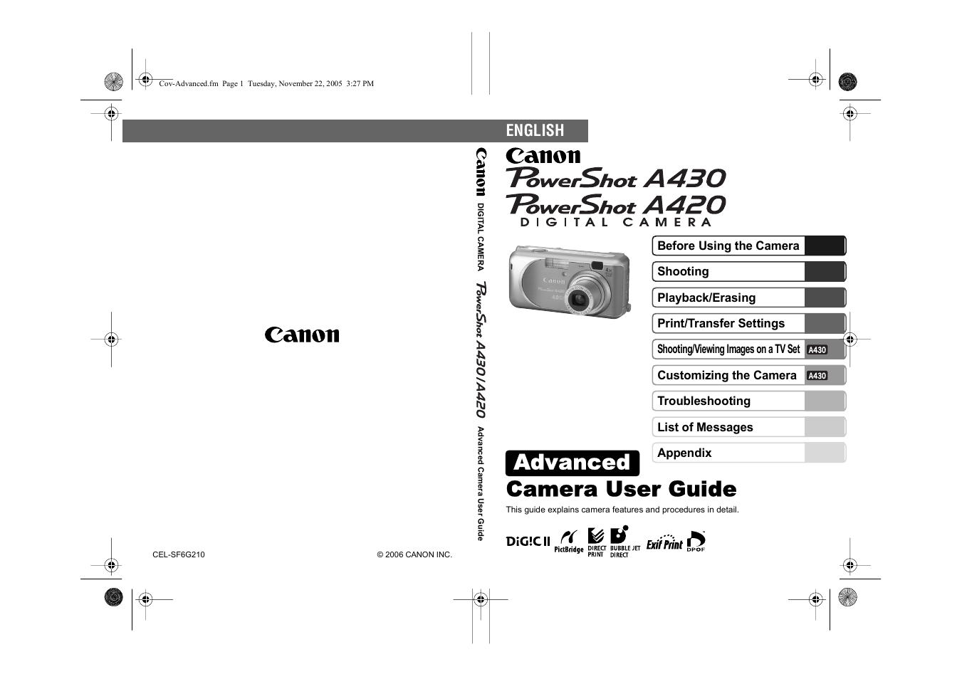 Camera user guide advanced, English | Canon A420 User Manual | Page 114 / 115