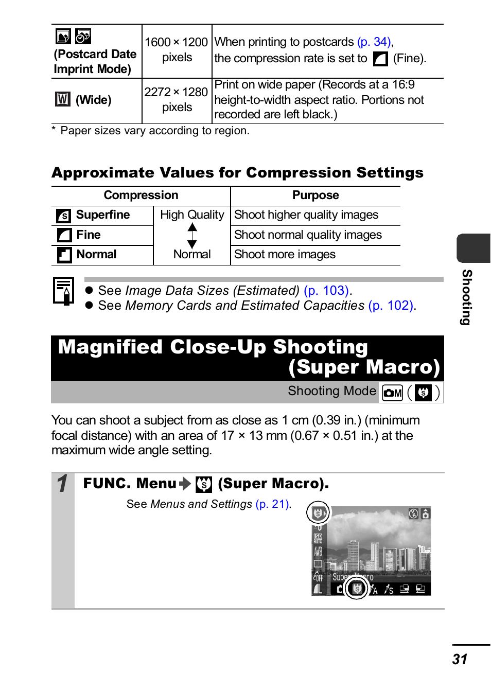 Magnified close-up shooting (super macro), P. 31 | Canon A420 User Manual | Page 33 / 115