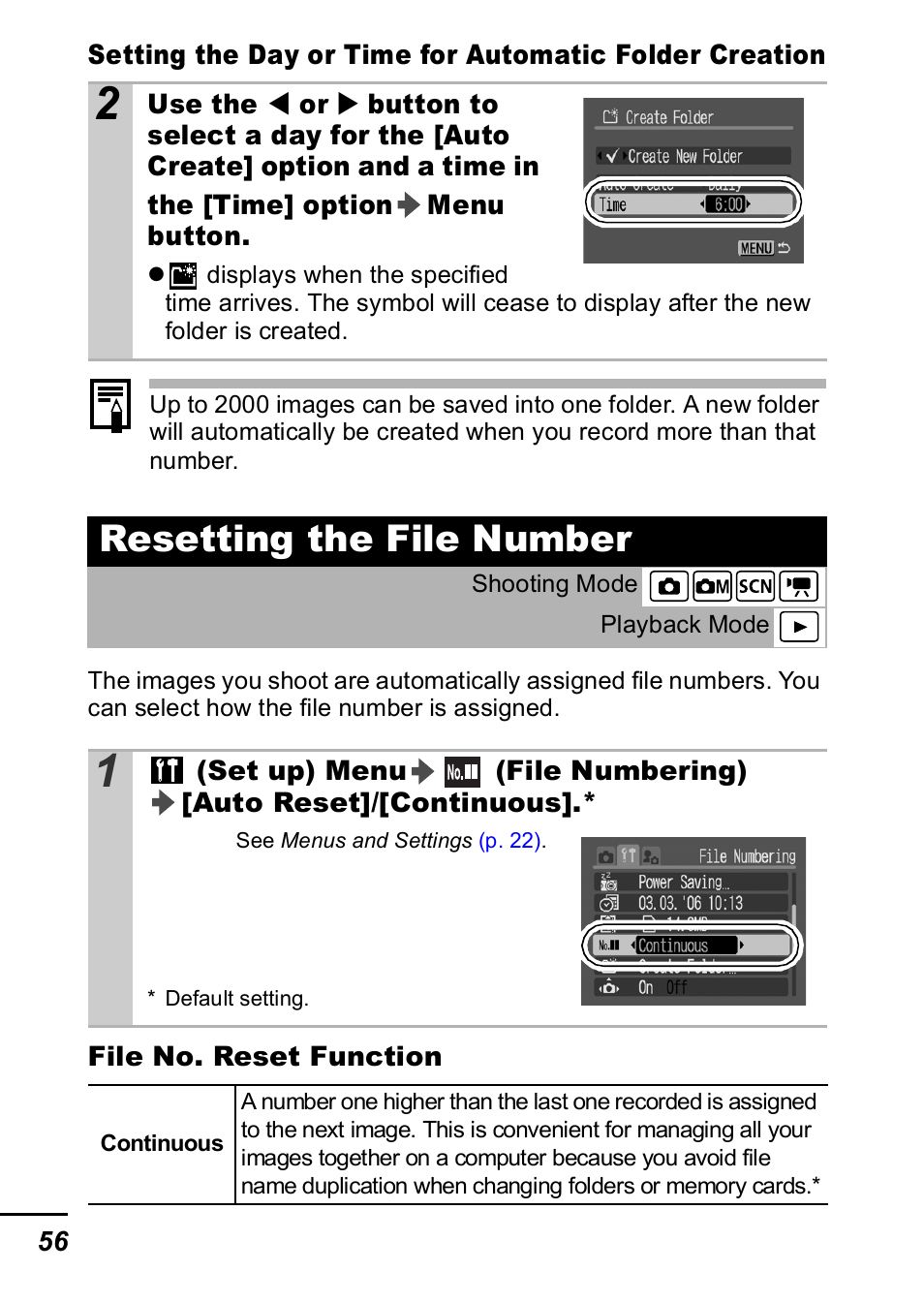 Resetting the file number | Canon A420 User Manual | Page 58 / 115