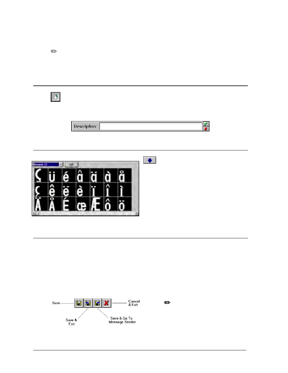 Description -14, Extended ascii/graphic font viewer -14, Saving & exiting -14 | Daktronics Venus 1500 Ver 1.x User Manual | Page 41 / 76