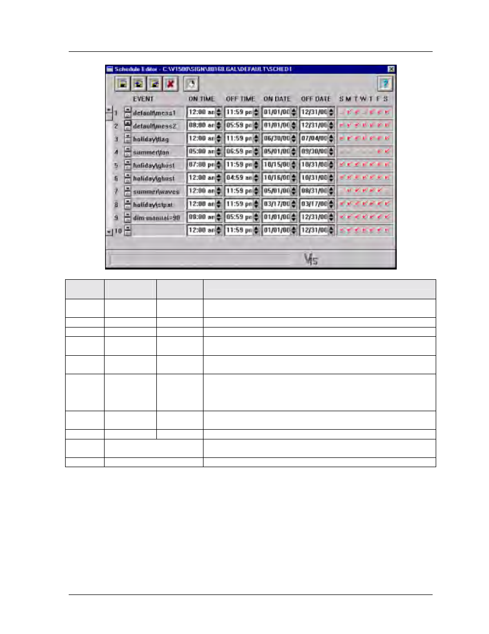 Sample schedule -7 | Daktronics Venus 1500 Ver 1.x User Manual | Page 50 / 76