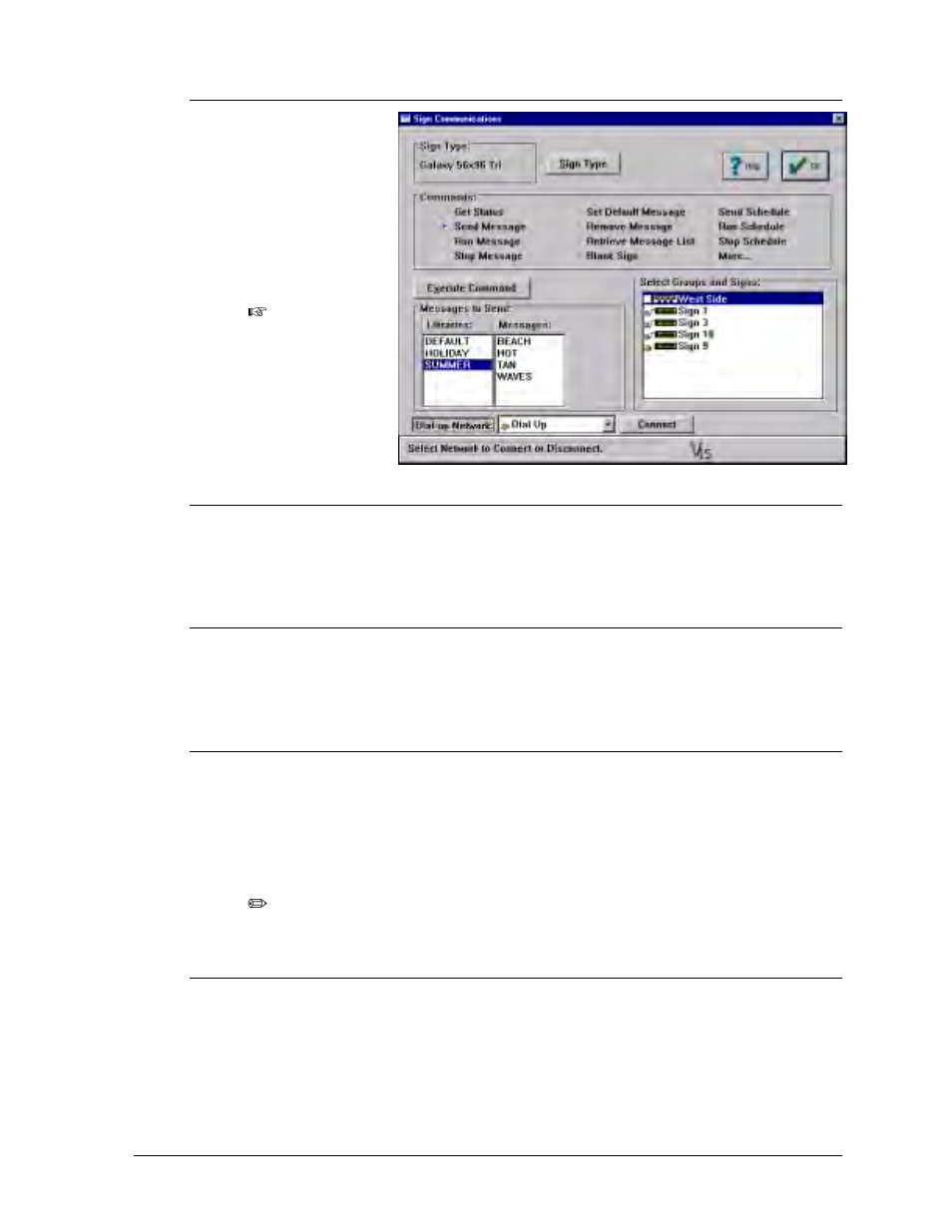 Send message -3, Run message -3, Stop message -3 | Set default message -3, Remove message -3 | Daktronics Venus 1500 Ver 1.x User Manual | Page 54 / 76