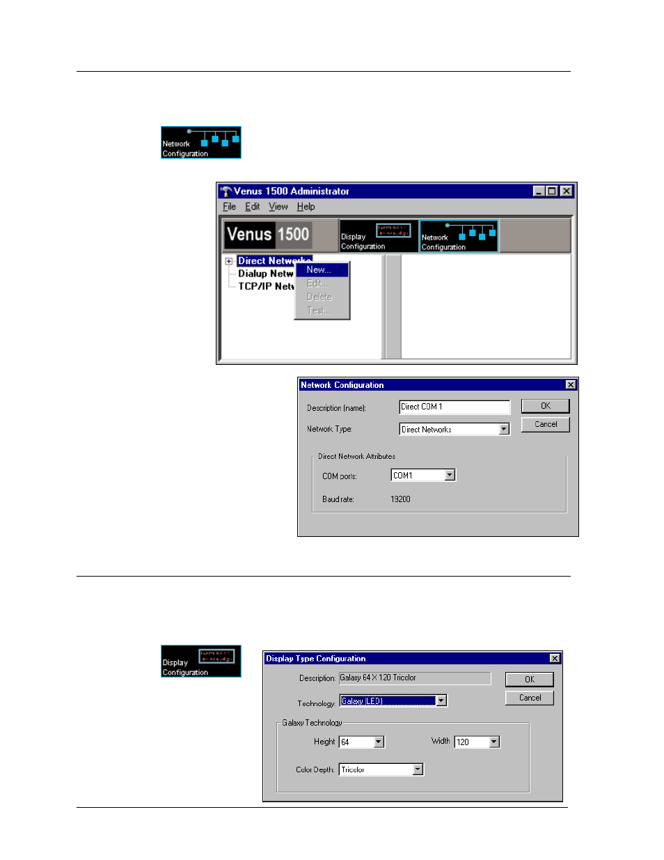 Adding a direct connection network, Adding the display type, Adding a direct connection network -2 | Adding the display type -2 | Daktronics Venus 1500 Ver 2.x User Manual | Page 16 / 69