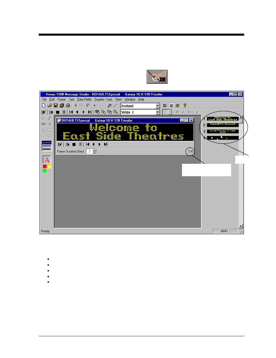 The venus 1500 message studio, Section 5, The venus 1500 message studio -1 | Daktronics Venus 1500 Ver 2.x User Manual | Page 29 / 69