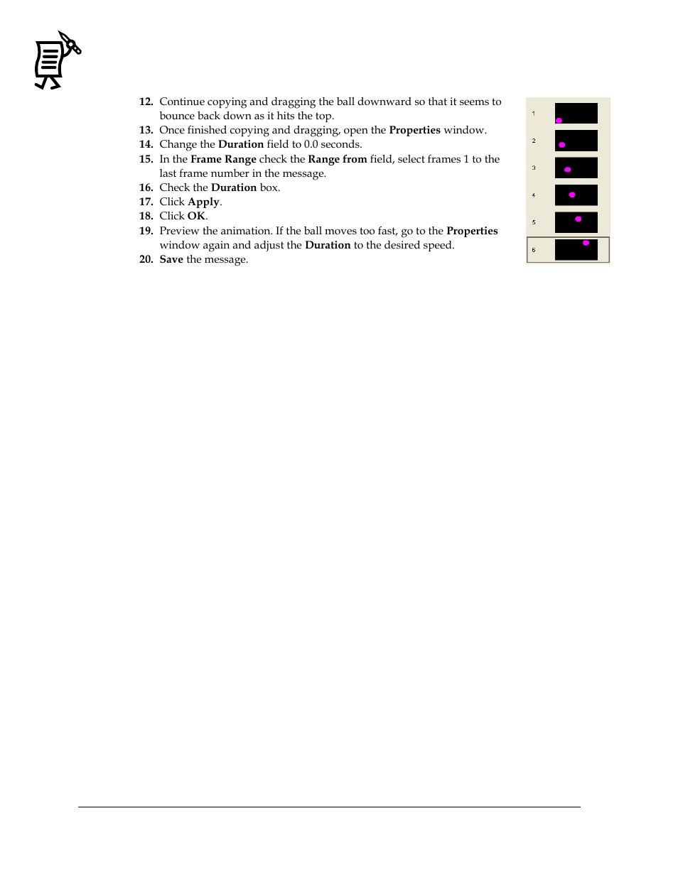 Figure 118: bouncing ball frame sequence | Daktronics Venus 1500 Ver 3.x User Manual | Page 102 / 187