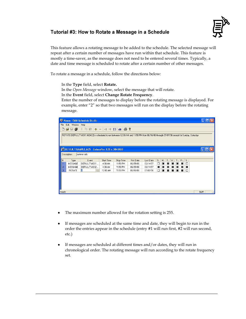 Tutorial #3: how to rotate a message in a schedule, Figure 136: rotate frequency | Daktronics Venus 1500 Ver 3.x User Manual | Page 123 / 187