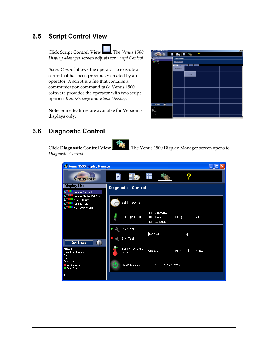 Script control view, Diagnostic control, Figure 151: script control view | Daktronics Venus 1500 Ver 3.x User Manual | Page 136 / 187