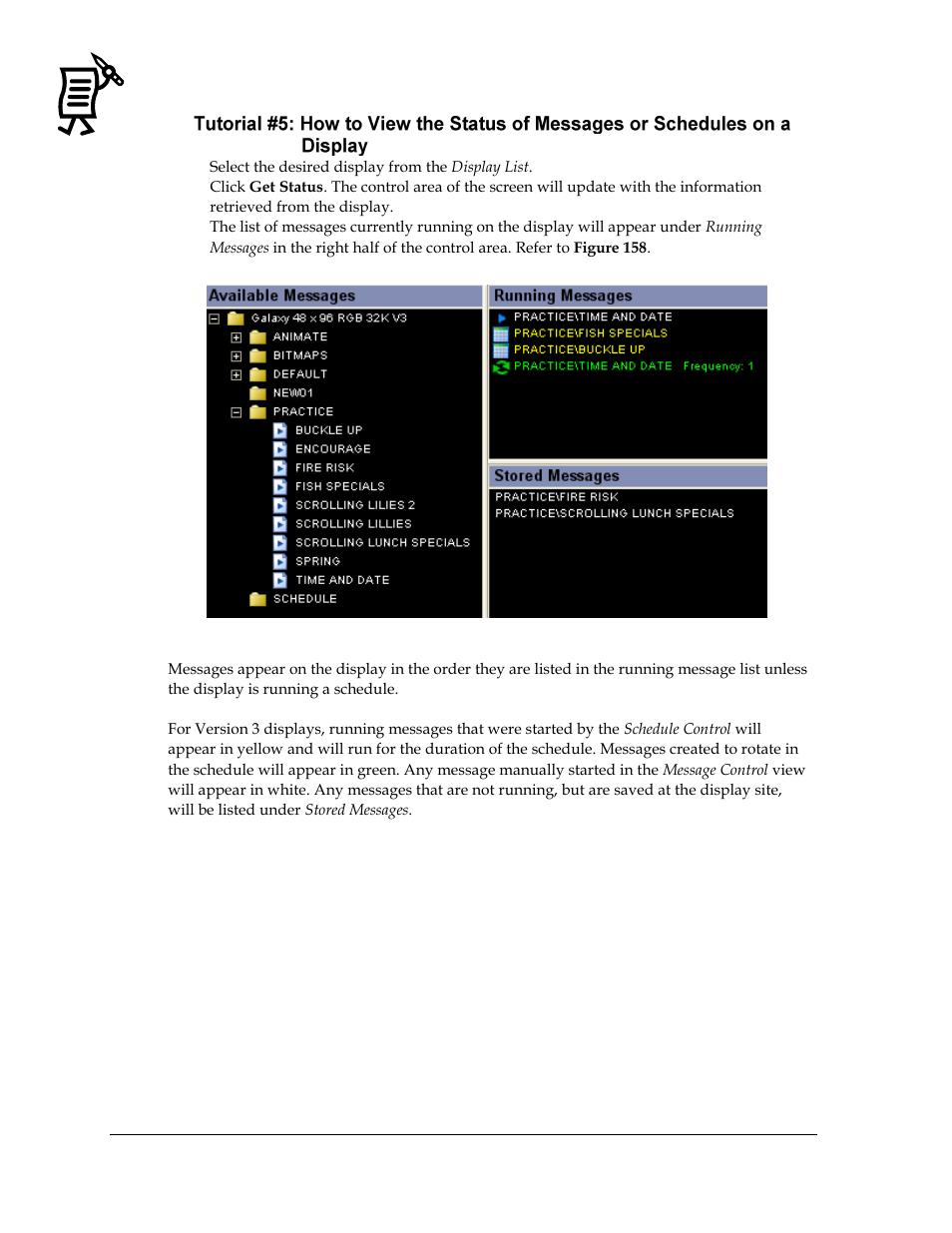 Figure 158: messages screen | Daktronics Venus 1500 Ver 3.x User Manual | Page 144 / 187