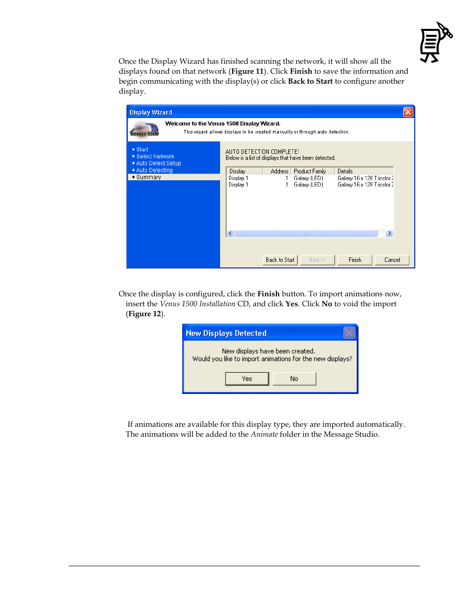 Figure 11: display summary, Figure 12: import animations | Daktronics Venus 1500 Ver 3.x User Manual | Page 27 / 187