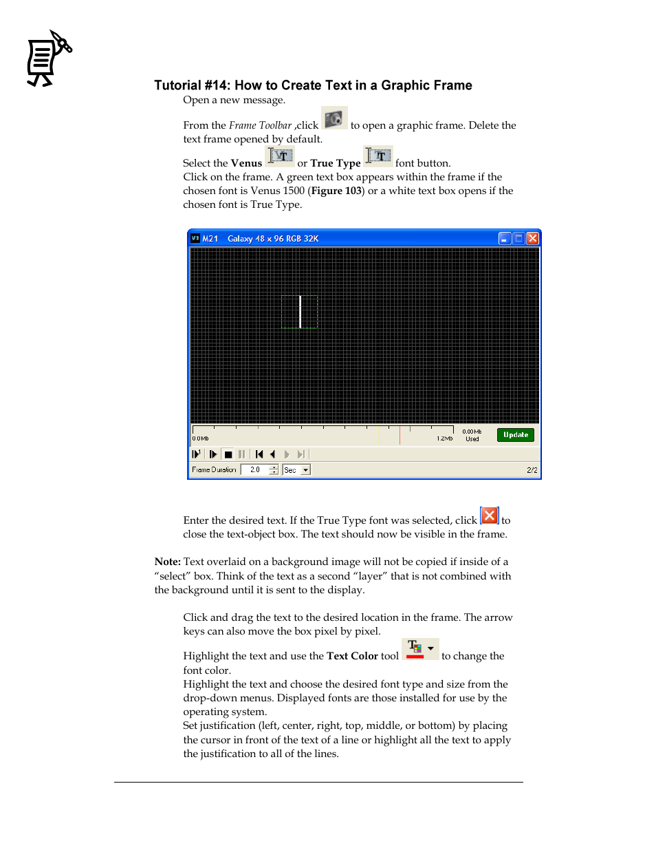 Figure 103: venus font selection | Daktronics Venus 1500 Ver 3.x User Manual | Page 88 / 187