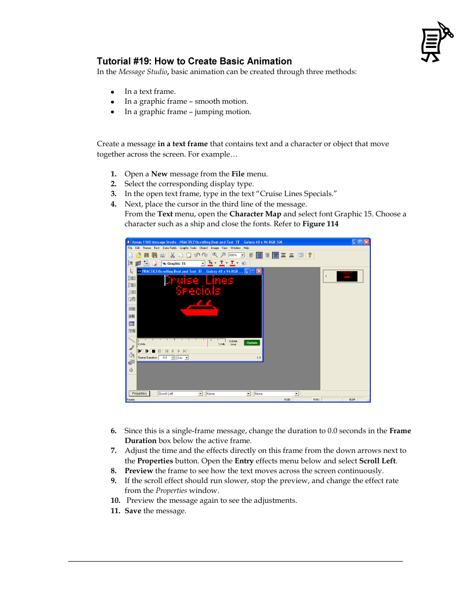 Tutorial #19: how to create basic animation, Figure 114: basic animation example | Daktronics Venus 1500 Ver 3.x User Manual | Page 99 / 187