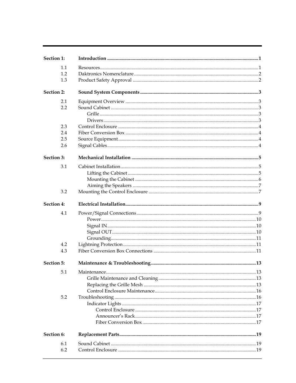 Daktronics Sportsound 500HD User Manual | Page 5 / 66