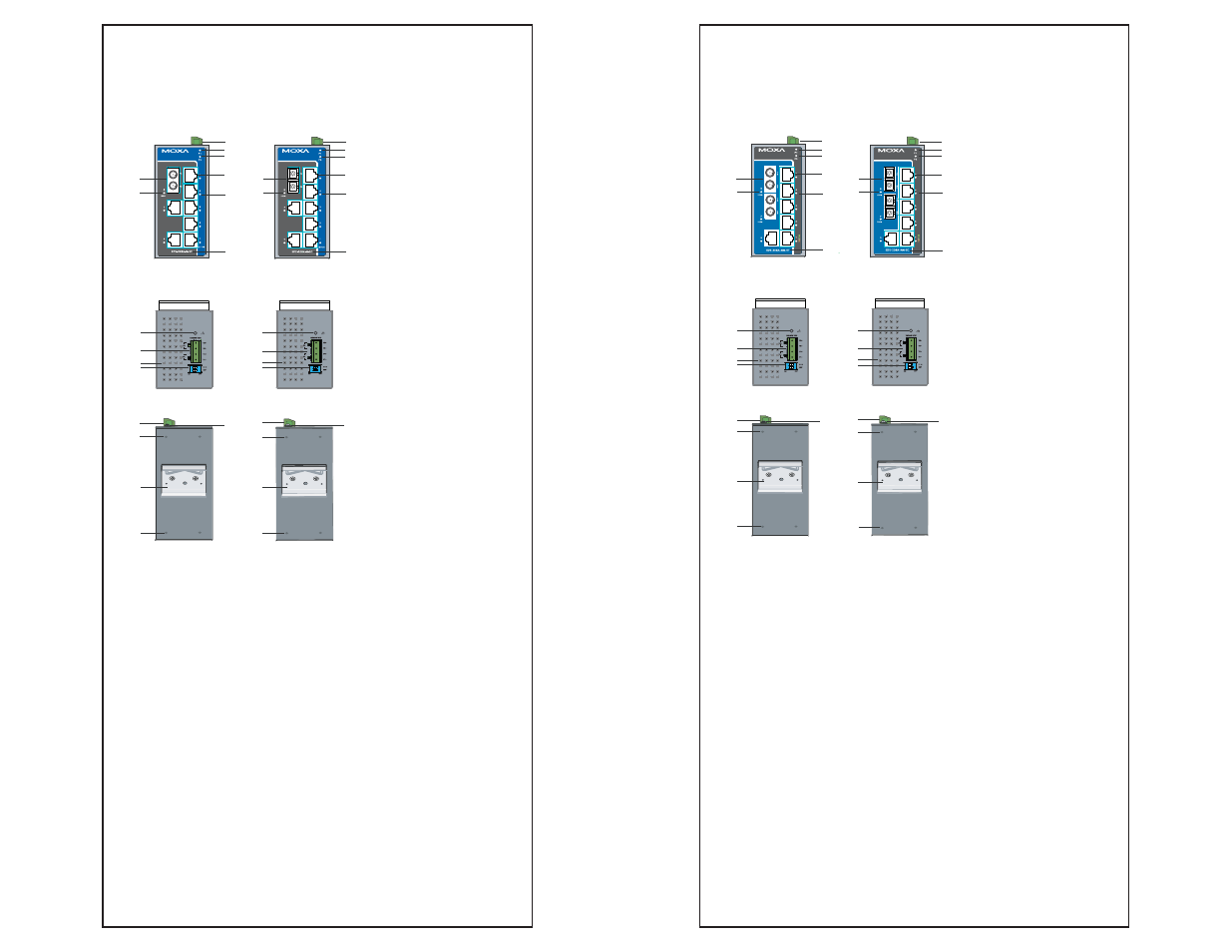 Panel layout of eds-208a-m-sc/st, Panel layout of eds-208a-mm-sc/st | Daktronics Sportsound 500HD User Manual | Page 57 / 66
