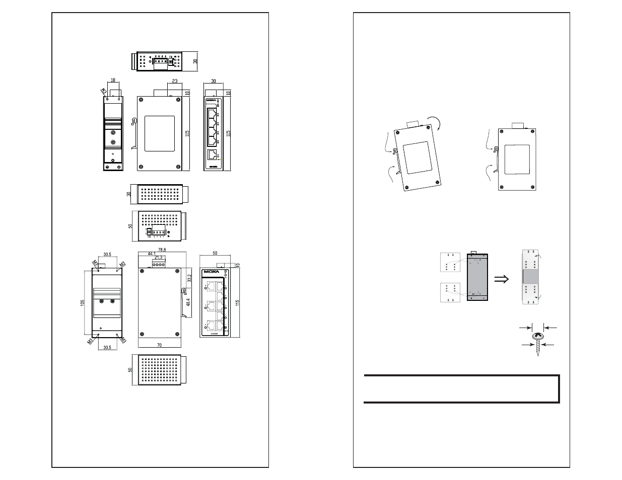 Din-rail mounting, Mounting dimensions (unit = mm), Wall mounting (optional) | Daktronics Sportsound 500HD User Manual | Page 58 / 66