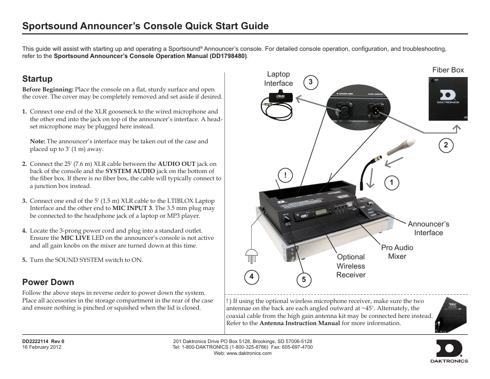 Daktronics Sportsound Announcer’s Console User Manual | 4 pages