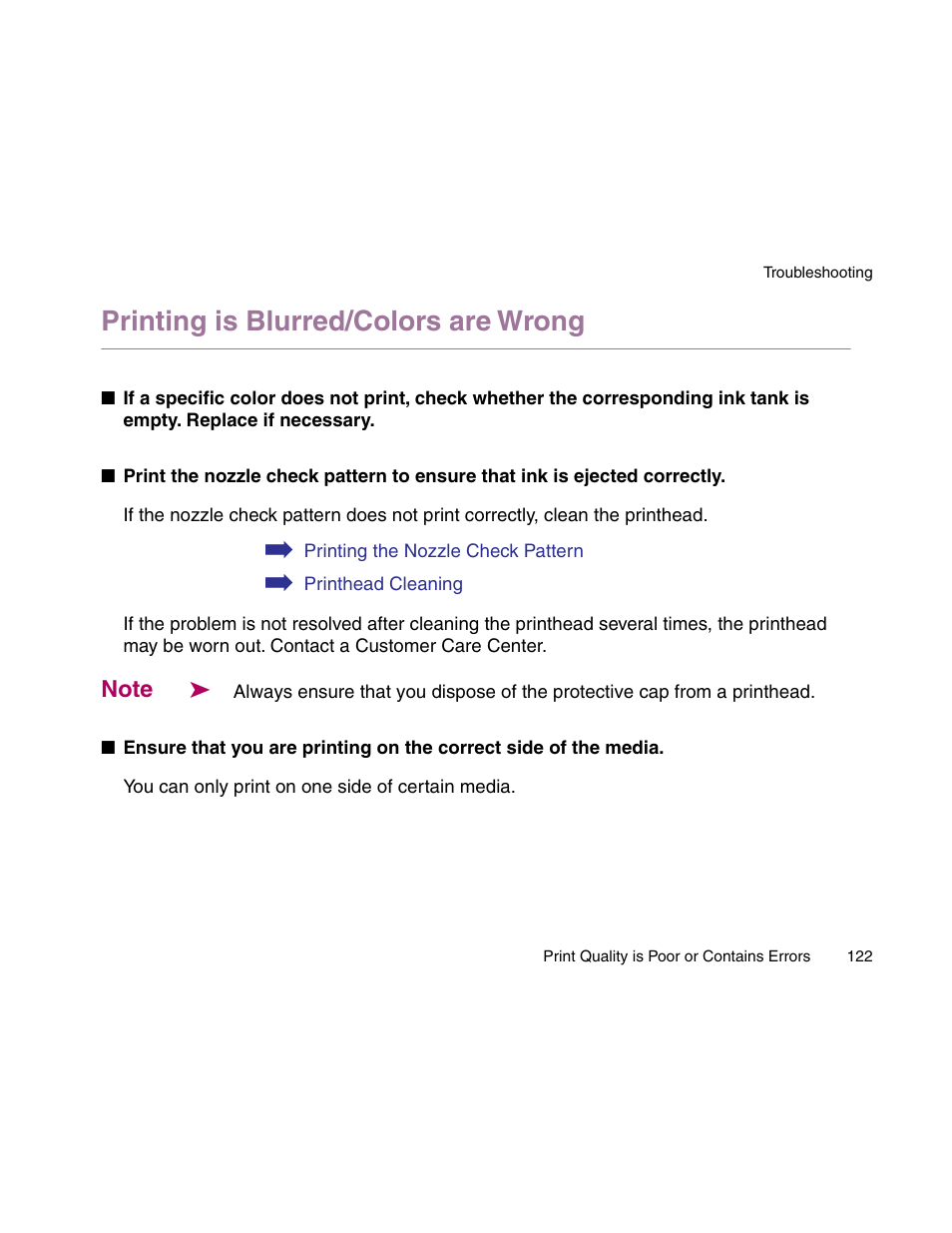 Printing is blurred/colors are wrong | Canon S900 User Manual | Page 122 / 178