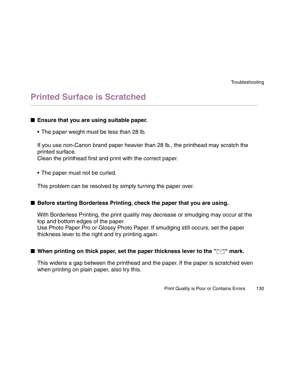 Printed surface is scratched | Canon S900 User Manual | Page 130 / 178