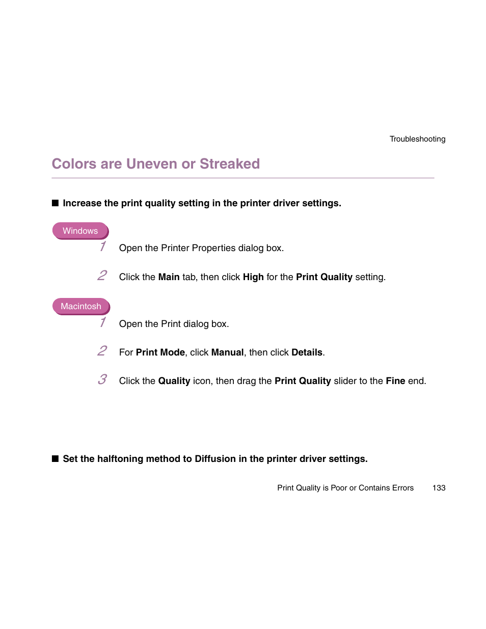 Colors are uneven or streaked | Canon S900 User Manual | Page 133 / 178