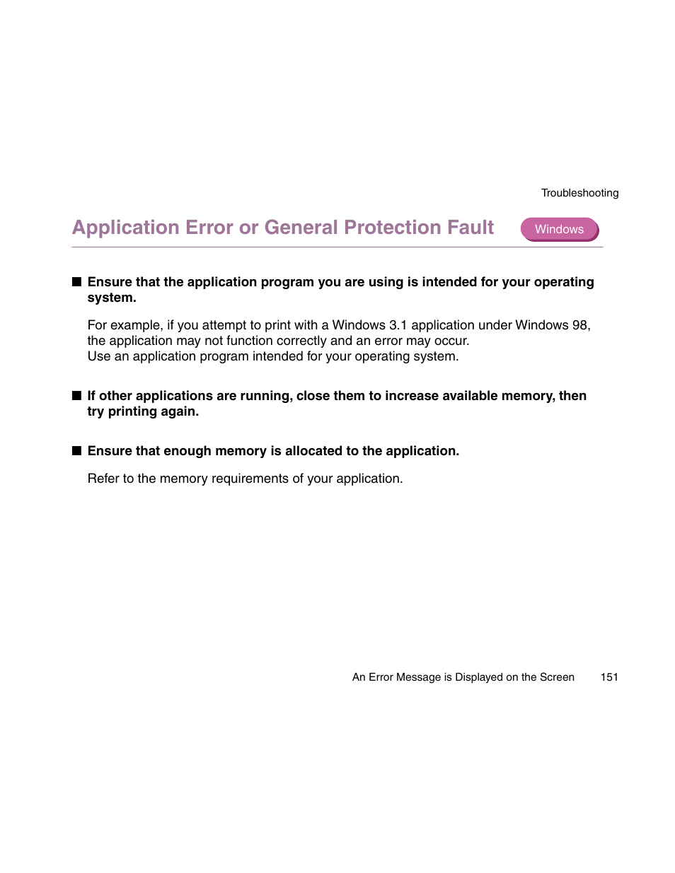 Application error or general protection fault | Canon S900 User Manual | Page 151 / 178