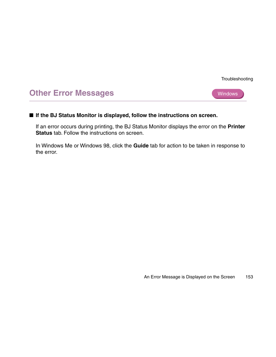 Other error messages | Canon S900 User Manual | Page 153 / 178