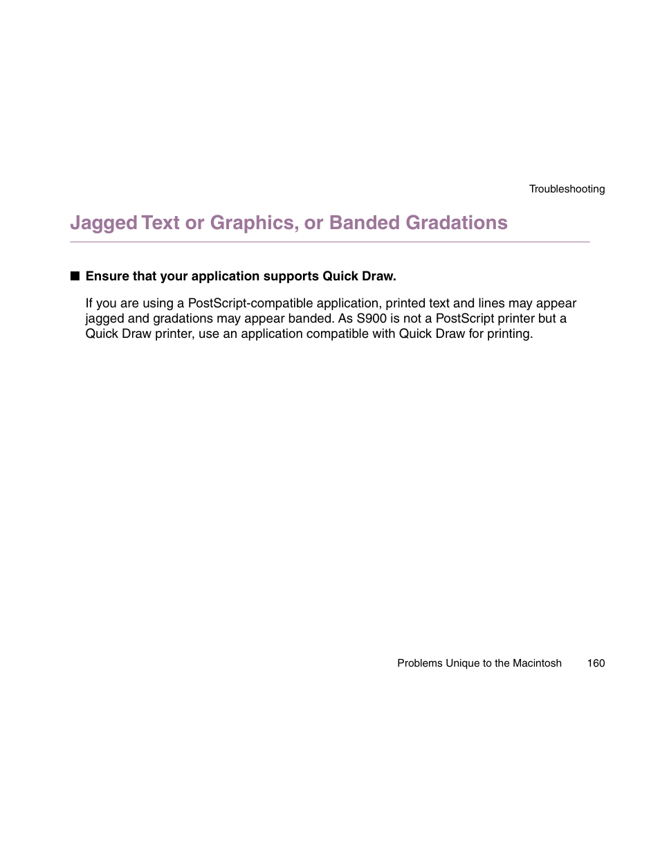 Jagged text or graphics, or banded gradations | Canon S900 User Manual | Page 160 / 178