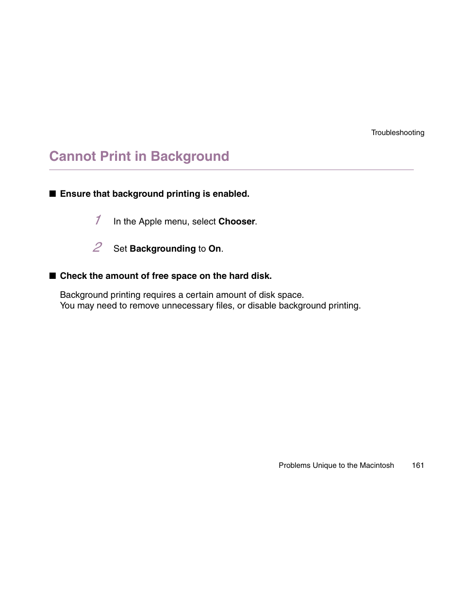 Cannot print in background | Canon S900 User Manual | Page 161 / 178