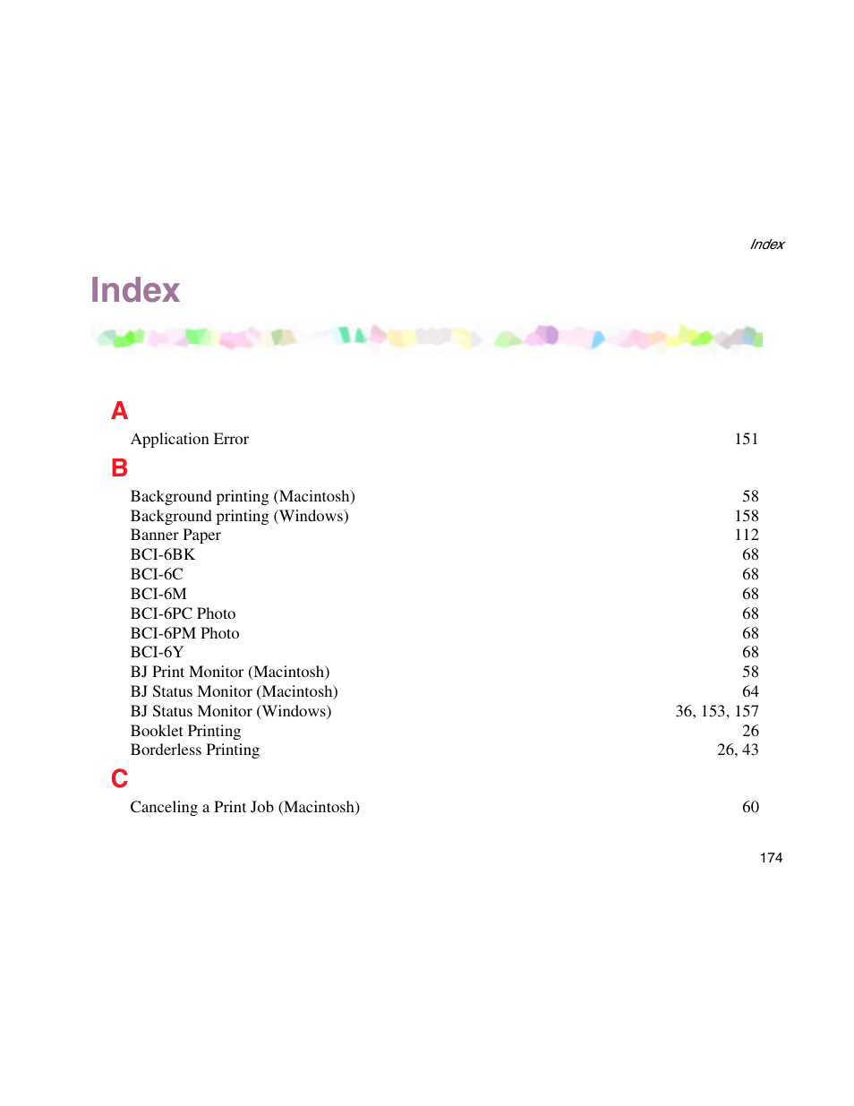 Index | Canon S900 User Manual | Page 174 / 178