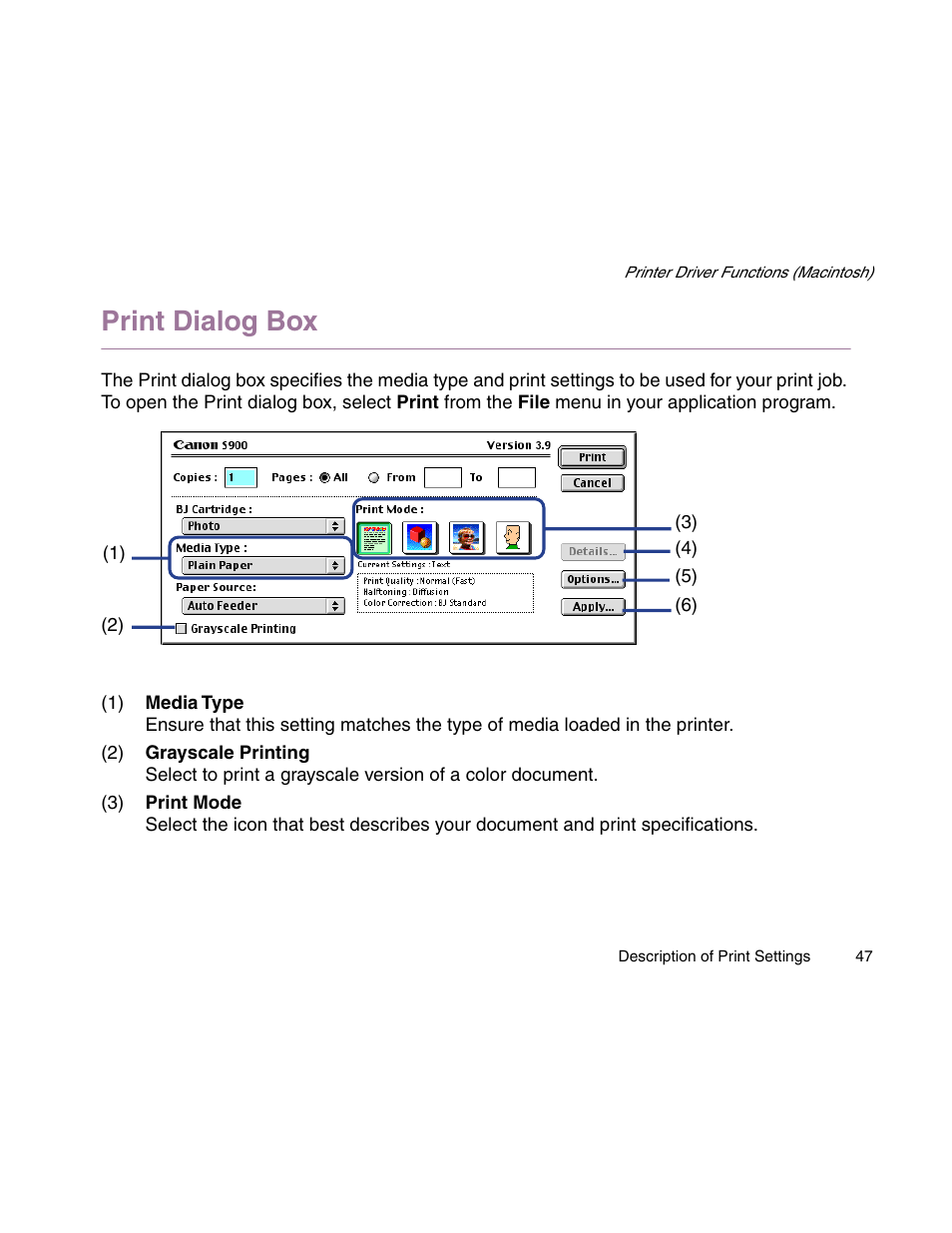 Print dialog box | Canon S900 User Manual | Page 47 / 178