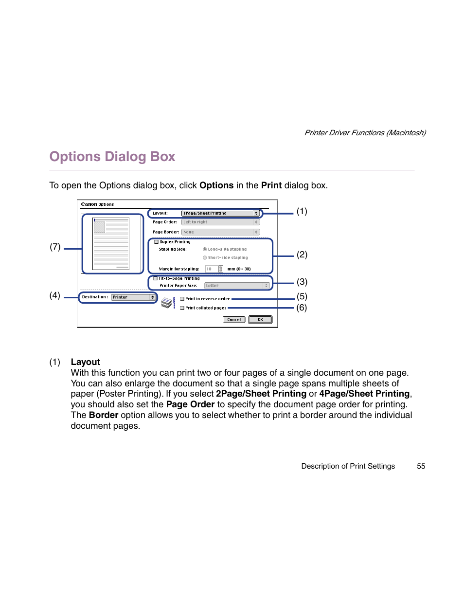 Options dialog box | Canon S900 User Manual | Page 55 / 178