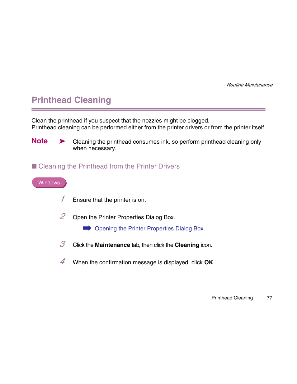 Printhead cleaning | Canon S900 User Manual | Page 77 / 178