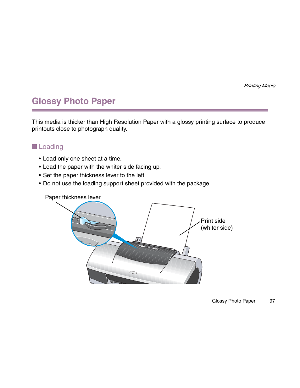 Glossy photo paper | Canon S900 User Manual | Page 97 / 178