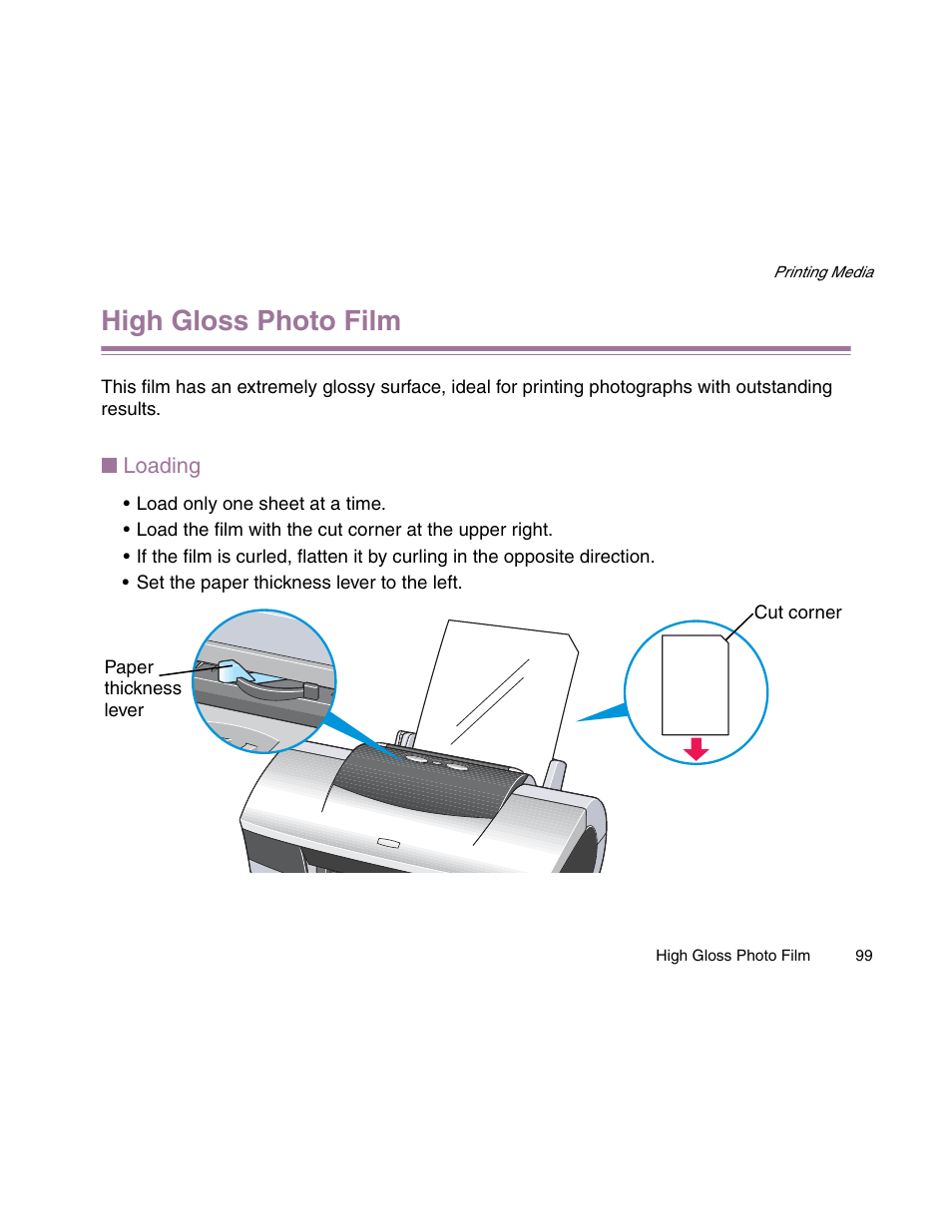 High gloss photo film | Canon S900 User Manual | Page 99 / 178