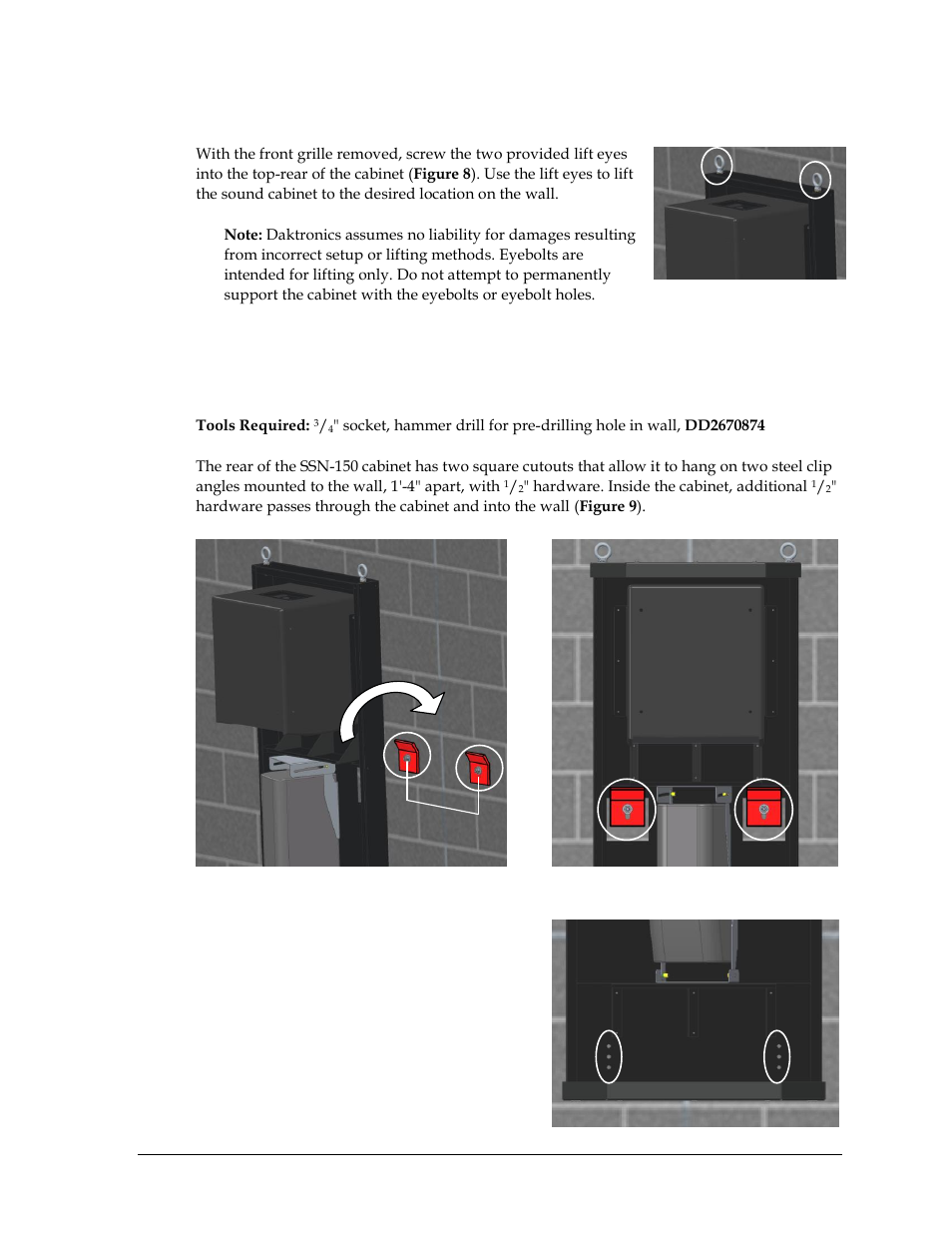 Lifting, Mounting | Daktronics Sportsound Indoor (SSN-100/150) User Manual | Page 13 / 42