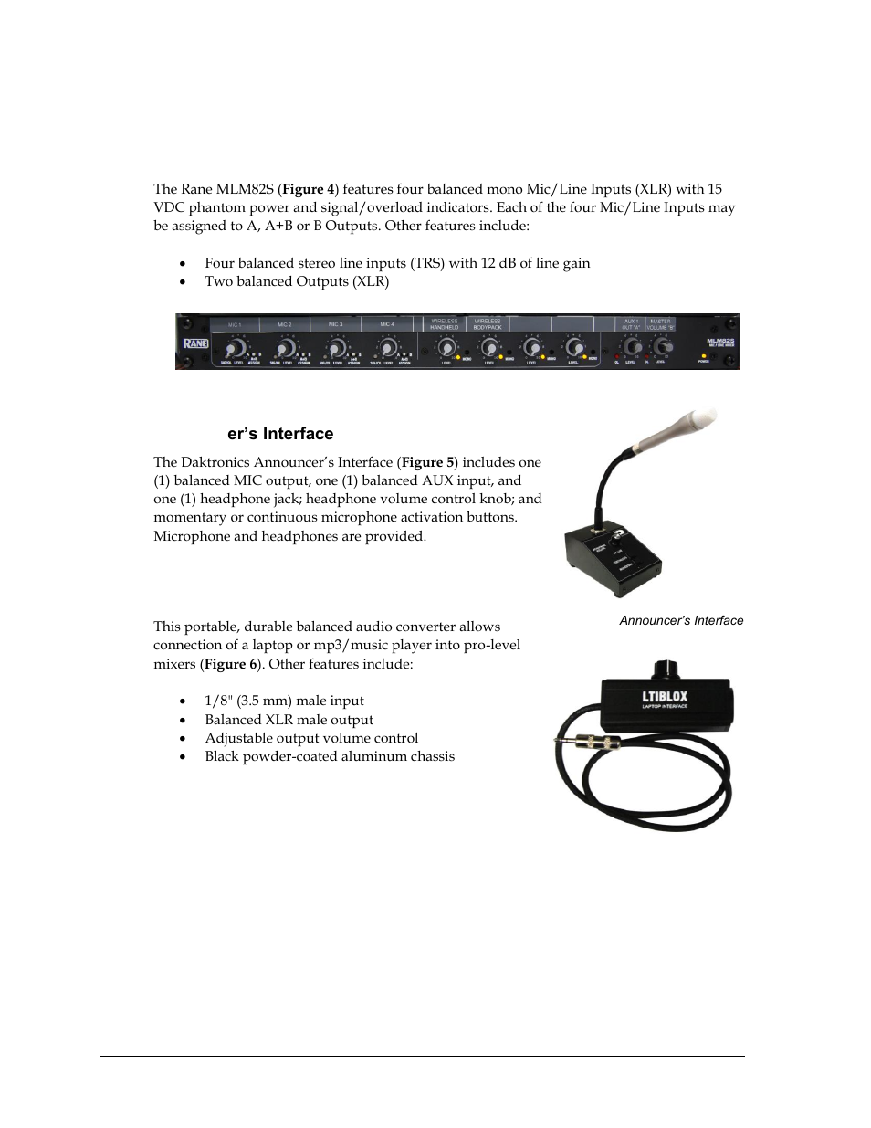 2 standard equipment, Audio mixer, Announcer’s interface | Laptop interface, Standard equipment | Daktronics Sportsound Rack SSR-100 Operation Manual User Manual | Page 10 / 36